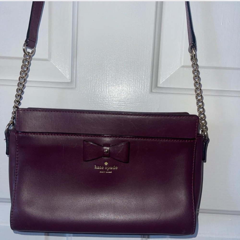 NWOT Kate Spade Plum Crossbody Bag with Bow Accent